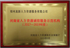 河南省人力資源誠信服務(wù)示范機構(gòu)